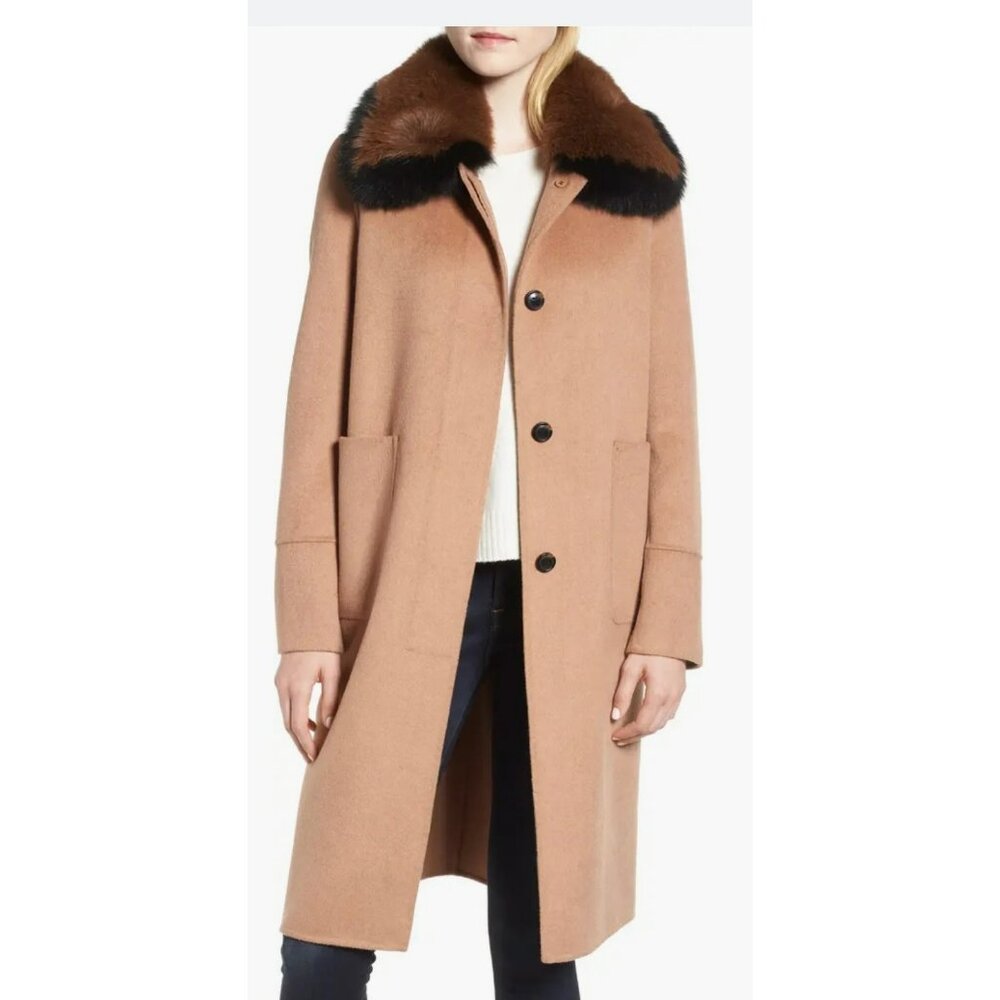 Derek Lam Camel Coat with Dark Fur Collar